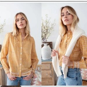 Tuckernuck Marea Charlie Thistle Button Up Shirt Merigold Size L Boho